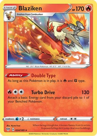 Blaziken 024/189 - SWSH03 Darkness Ablaze Reverse Holofoil
