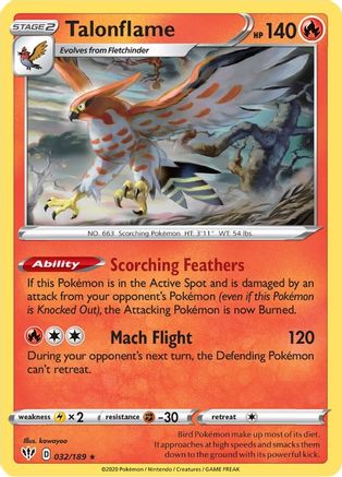 Talonflame 032/189 - SWSH03 Darkness Ablaze Reverse Holofoil