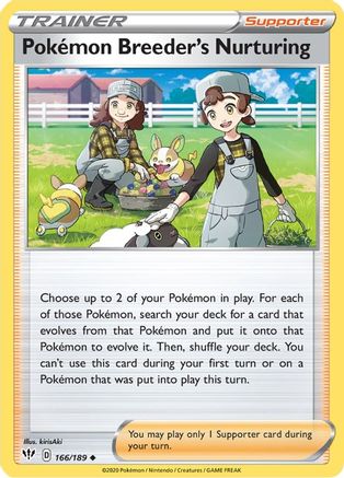 Pokemon Breeder's Nurturing 166/189 - SWSH03 Darkness Ablaze Reverse Holofoil