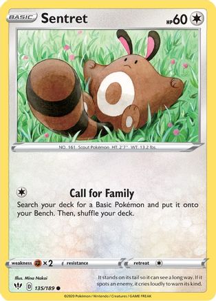 Sentret 135/189 - SWSH03 Darkness Ablaze Reverse Holofoil