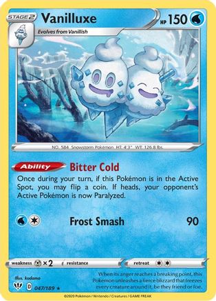 Vanilluxe 047/189 - SWSH03 Darkness Ablaze Reverse Holofoil