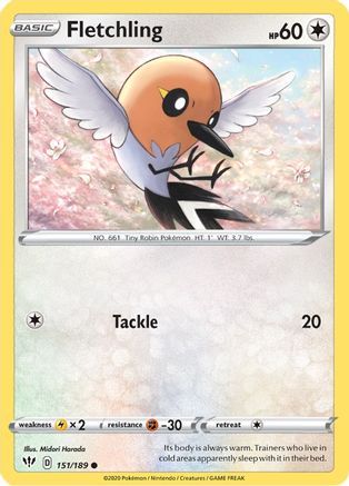 Fletchling 151/189 - SWSH03 Darkness Ablaze