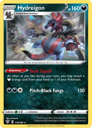 Hydreigon 110/189 - SWSH03 Darkness Ablaze Reverse Holofoil