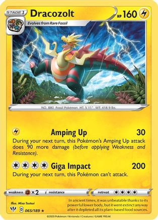 Dracozolt 065/189 - SWSH03 Darkness Ablaze Reverse Holofoil