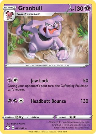 Granbull 071/189 - SWSH03 Darkness Ablaze Reverse Holofoil