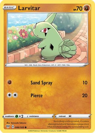 Larvitar 086/189 - SWSH03 Darkness Ablaze Reverse Holofoil