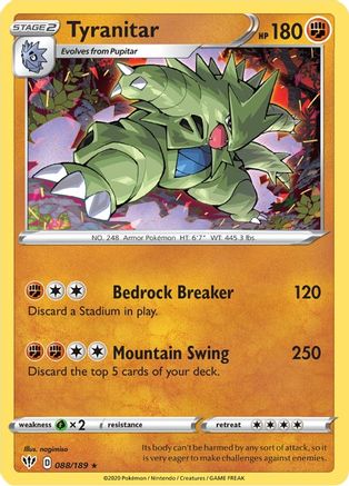 Tyranitar 088/189 - SWSH03 Darkness Ablaze Reverse Holofoil