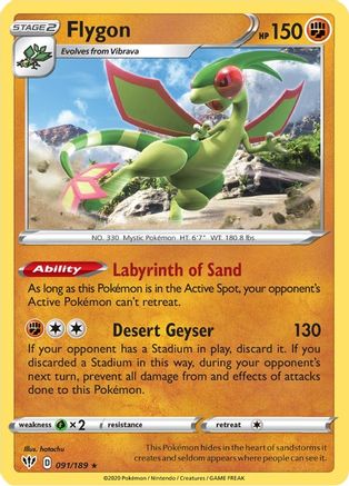 Flygon 091/189 - SWSH03 Darkness Ablaze Reverse Holofoil