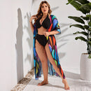 Colorful geometric printed swimsuit cover