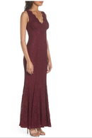 Morgan & Company Juniors Open-Back Glitter-Lace Gown