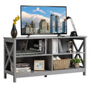 Wooden TV Stand Entertainment for TVs up to 55 Inch with X-Shaped Frame