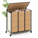3-Section Laundry Hamper with Lid and Wheels - 21.4 Gal