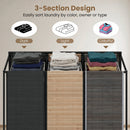 3-Section Laundry Hamper with Lid and Wheels - 21.4 Gal