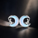 925 Sterling Silver Earrings with Transparent Glass, 13mm x 12mm for Women