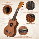 21 Inch Soprano Mahogany Wooden Ukelele Set with Adjustable Strap