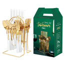 Gold Stainless Steel Cutlery Set With Rack
