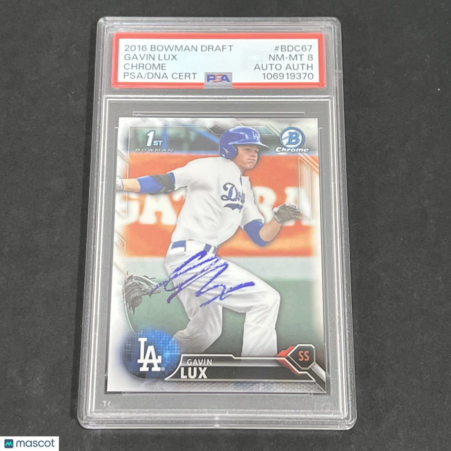 2016 Bowman Draft #BDC67 Gavin Lux Chrome signed card PSA 8 Auto A