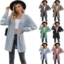 Women's Long-sleeved Stitching Contrast Color Knitted Cardigan