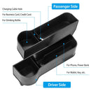 2Pcs Car Console Side Organizer Car Seat Gap Storage Box Pocket Organizer Seat Gap Filler Catch Caddy W/ Cup Holder Non-Slip Mat for Cellphone Key Car
