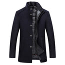 Casual Men's Wool Coat Men's Warm Stand Collar Wool Coat