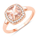 1.36 Carat Genuine Morganite and White Diamond 14K Rose Gold Ring