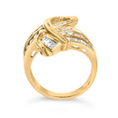 14K Yellow Gold 1 1/3 Cttw Channel Set Diamond Bypass Cocktail Ring (J-K Color, I1-I2 Clarity) - Ring Size 7