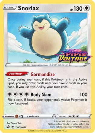 Snorlax SWSH068 - SWSH Sword & Shield Promo Cards - Holofoil