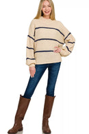 Zenana Oversize Striped Sweater