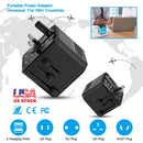 Universal Travel Power Adapter All in One AC Power Plug Adapter International Wall Charger with 4 Charging Ports for Phones Tablets Cameras US UK EU A