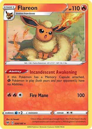 Flareon 026/185 - SWSH04 Vivid Voltage Reverse Holofoil