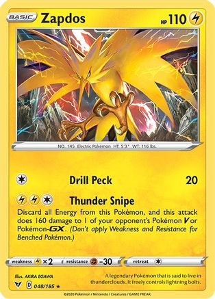 Zapdos 048/185 - SWSH04 Vivid Voltage Reverse Holofoil