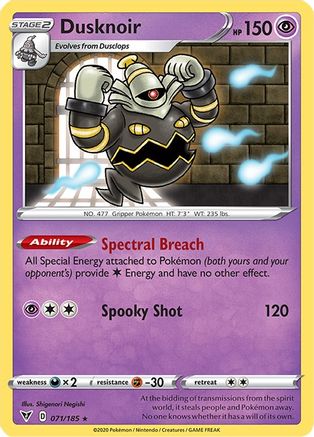 Dusknoir 071/185 - SWSH04 Vivid Voltage Reverse Holofoil