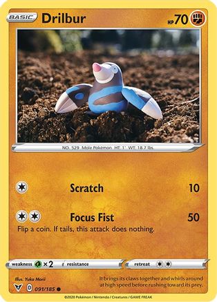 Drilbur 091/185 - SWSH04 Vivid Voltage Reverse Holofoil