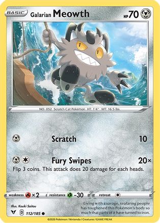 Galarian Meowth 112/185 - SWSH04 Vivid Voltage Reverse Holofoil