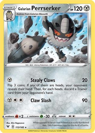 Galarian Perrserker 113/185 - SWSH04 Vivid Voltage Reverse Holofoil