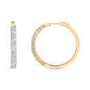14K Yellow Gold Plated .925 Sterling Silver 1.0 Cttw Baguette Diamond Hoop Earrings