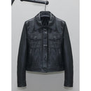 Womens Slim-fit Short Full-Grain Sheepskin Leather Jacket
