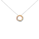 Tri Tone Sterling Silver 1/5 Cttw Diamond Interlocking Circle Pendant Necklace