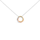 Tri Tone Sterling Silver 1/5 Cttw Diamond Interlocking Circle Pendant Necklace