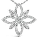 Sterling Silver 1/2 Cttw Diamond Floral Cross Pendant Necklace