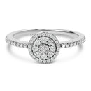 Sterling Silver 1/5 Cttw Diamond Round Motif Halo Ring