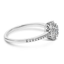 Sterling Silver 1/5 Cttw Diamond Round Motif Halo Ring