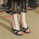 316-F3 High Heel Square Toe High-grade Outdoor Slippers