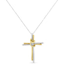 10K Two-Tone Yellow & White Gold Diamond-Accented Cross 18" Pendant Necklace (J-K Color, I2-I3 Clarity)