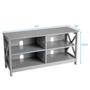 Wooden TV Stand Entertainment for TVs up to 55 Inch with X-Shaped Frame
