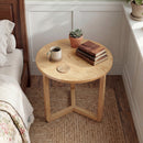 22.5 inch Round Side Table Farmhouse End Table with Sturdy Rubber Wood Legs and Triangular Structure