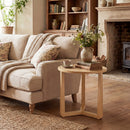 22.5 inch Round Side Table Farmhouse End Table with Sturdy Rubber Wood Legs and Triangular Structure