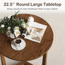 22.5 inch Round Side Table Farmhouse End Table with Sturdy Rubber Wood Legs and Triangular Structure