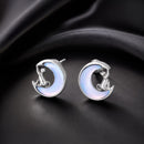 925 Sterling Silver Earrings with Transparent Glass, 13mm x 12mm for Women