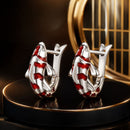 925 Sterling Silver Enamel and CZ Earrings with Platinum Plating for Women